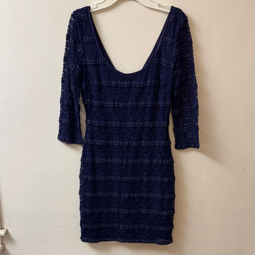 Guess Elegant Navy Long Sleeve Dress